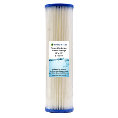 Finerfilters 10" Standard Pleated Sediment Water Filter10" X 2.5"Washable Filter To Extend LifespanFits 10" Filter Housings5 Micron from B&Q