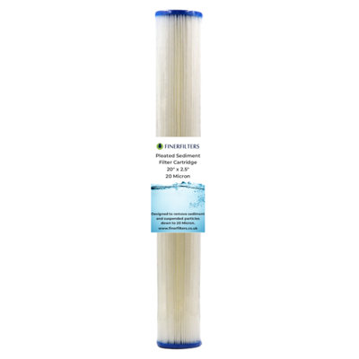 Finerfilters 20" Standard Pleated Sediment Water Filter20" X 2.5"Washable Filter To Extend LifespanFits 20" Housings20 Micron from B&Q