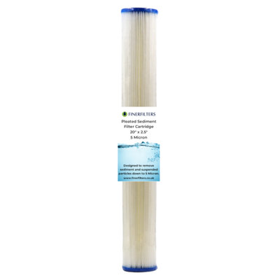 Finerfilters 20" Standard Pleated Sediment Water Filter20" X 2.5"Washable Filter To Extend LifespanFits 20" Housings5 Micron from B&Q
