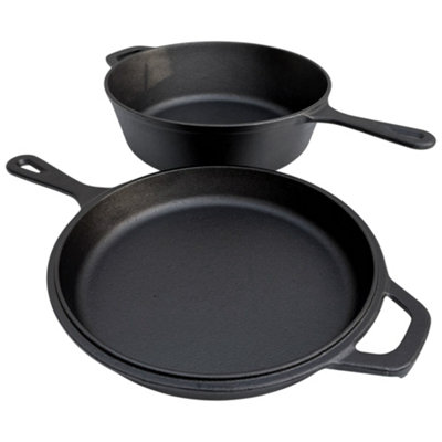 Thorness Cast Iron Skillet And Lid 3.3 Litre Combo Cooker For OvenHob And Campfire. from B&Q