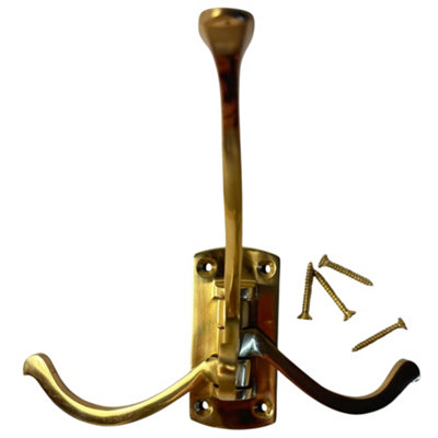 Thorness Three Armed Swivel HookPolished Brass FinishFolding Hook Wall Mount Hanger With Screws Included. from B&Q