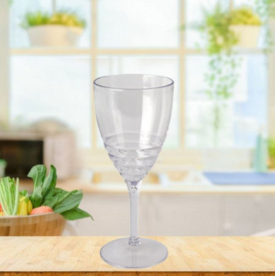 Pms Clear Swirl Plastic Wine Glasses Drinking Goblet Outdoor Dining Glass 400Ml