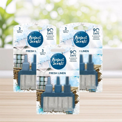 B&Q 3X Plug In Refill For Febreze 3Volution Fresh Linen Perfect Scents