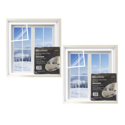 Woodside 2X Window Insulation Film Kit Clear Shrink Winter Draught Excluder 1.57M X 1.82M from B&Q