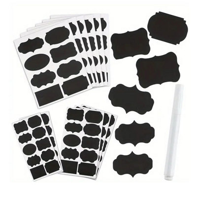 40 Chalkboard Labels With Pen Reusable Wipe Clean Self Adhesive Labels from B&Q