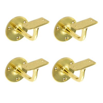 Securit 4X Brass Staircase Handrail Bracket Polished Brass 63mm With Screws S2575 from B&Q