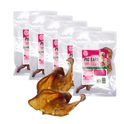 5X Munch & Crunch Pig Ears Natural Dog Treat Pack Of 2 Pork Protein Pigs Ears Chews from B&Q