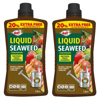 2X Doff Liquid Seaweed Plant Feed Concentrate All Purpose Food 1.2L Makes 360L from B&Q