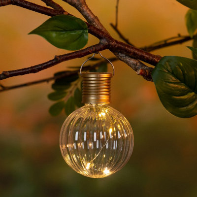 Lumineo 4X Hanging Solar Light Bulb Lantern Clear Garden Solar Bulb With Warm White Leds from B&Q