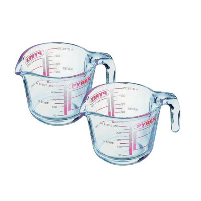 2X Pyrex Mini Glass Measuring Jug 0.25L 250Ml Classic Kitchen Prep Measurement Jug from B&Q
