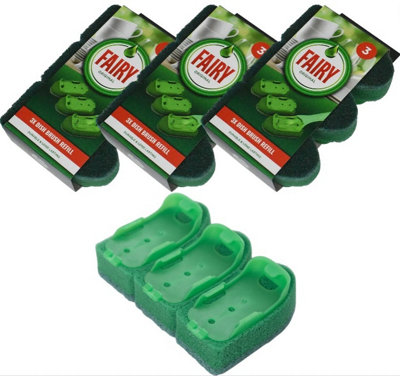4X Fairy Dish Brush Refill Pads Pack Of 3 Replacement Washing Up Heads from B&Q