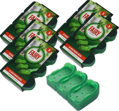 6X Fairy Dish Brush Refill Pads Pack Of 3 Replacement Washing Up Heads from B&Q