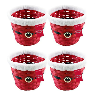 Eurowrap 4X Round Christmas Hamper Basket Santa Clause Gift Hamper Table Decor Basket 19Cm from B&Q