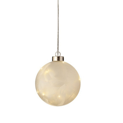 Frosted Christmas Bauble Light Warm White 10cm Micro LED Battery Ball Light - Image 3