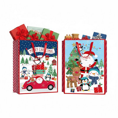 RSW 2 Cute Jumbo Christmas Gift Bags Sacks Reusable Woven Santa Shopping Tote 69Cm from B&Q