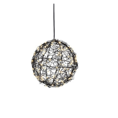 B&Q -  Black Wire Christmas Ball Light Micro Led Warm White Battery Hanging Light 15Cm - Image 3
