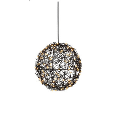 Shop4allsorts Black Wire Christmas Ball Light - Warm Classic Micro LED Christmas Light - Small LED Globe - 15cm Metal Frame Ball - 60 Micro LEDs. - Image 3