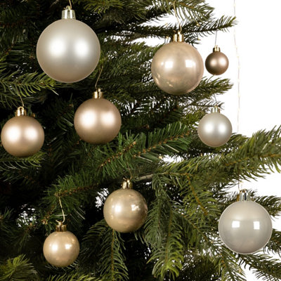 Decoris 2X 30 Pearl Gold Baubles Christmas Tree Decorations Shatterproof from B&Q