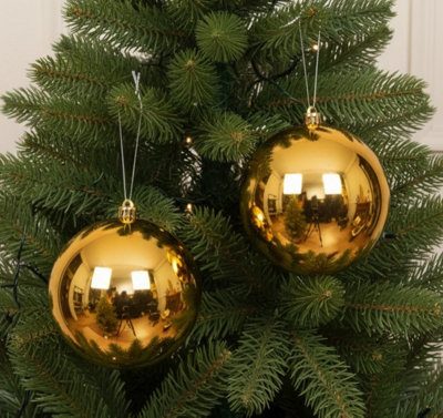 2 Giant gold Christmas baubles - 20cm 200mm bauble - christmas tree decoration - round bauble with silver ornament thread. - Image 3