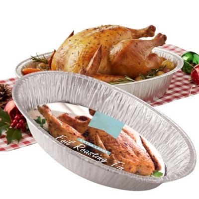 B&Q -  8X Extra Large Foil Roasting Tray Oval Disposable Oven Tray 46 X 34Cm