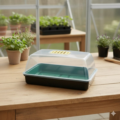 Whitefurze 38Cm Seed Tray Greenhouse Propagator Set Seed Tray Gravel Tray & Vented Cover from B&Q