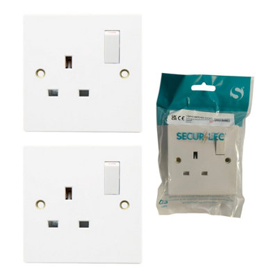 2X Single Gang White Uk Wall Socket 13Amp Switched Square Plug Socket 5061062495222 - Image 4