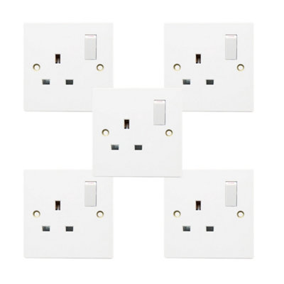 5X Single Gang White Uk Wall Socket 13Amp Switched Square Plug Socket 5061062495239 - Image 4