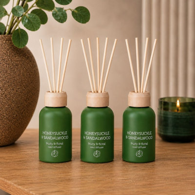 Pan Aroma 3X Small Reed Diffuser Honeysuckle & Sandalwood Scented Home Fragrance Oil 50Ml from B&Q