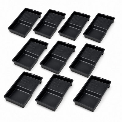 10x Mini 4 Inch Paint Roller Tray Reusable For Decorating DIY Small Paint Projects - Black - Image 2