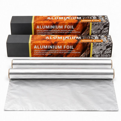  - 2X Aluminium Catering Kitchen Tin Foil Food Wrap 300mm X 30M