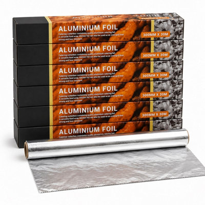 Basiks 6X Aluminium Catering Kitchen Tin Foil Food Wrap 300Mm X 30M - Silver - Image 3