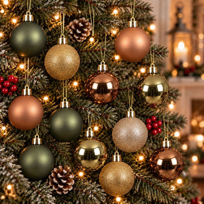 B&Q -  Pack Of 30 Christmas Tree Baubles Shatterproof Rosemary Brandy Pearl