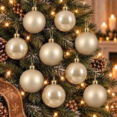 Decoris Pack Of 12 Christmas Tree Baubles - Pearl Gold - Image 4