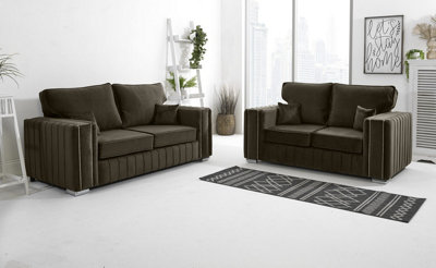 Layla 3+2 Grey Fullback Sofas