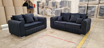 B&Q 3+2 Lilly - Black Scatterback Sofas