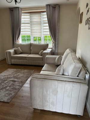B&Q Layla 3+2 - Cream - Fullback Sofas