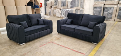 B&Q 3+2 Lilly - Black Fullback Sofas