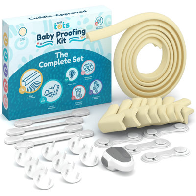 Tydi Baby Proofing Kit 26 Pack2M Edge Protectors Corner Protectors Child Locks Oven Locks And Socket CoversCream from B&Q