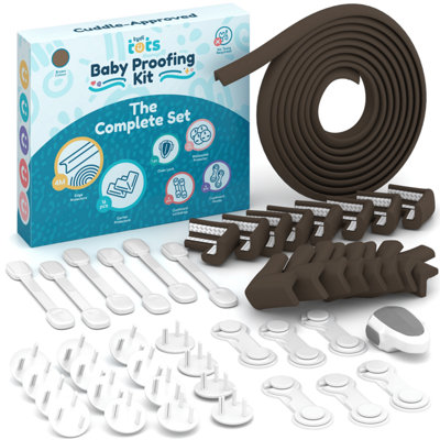 Tydi Baby Proofing Kit 46 Pack4M Edge Protectors Corner Protectors Child Locks Oven Locks And Socket CoversBrown from B&Q