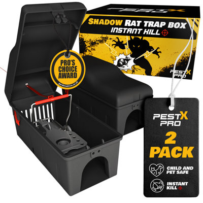 Pest X Pro Shadow Rat Trap Box 2 Pack Heavy DutyReusable Rodent Trap Stations For Indoor & Outdoor Use from B&Q