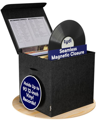 B&Q -  Vinyl Record Storage Box 1 PackHolds 90 12 Inch RecordsCollapsible Lp CrateVinyl Holder For Albums Case