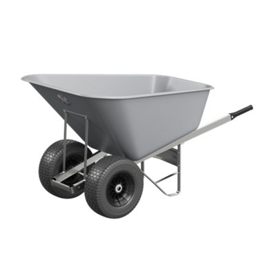 Agri Barrow Wheelbarrow Twin 200 Litre Plastic Tub Puncture Proof Fat Tyres Grey from B&Q