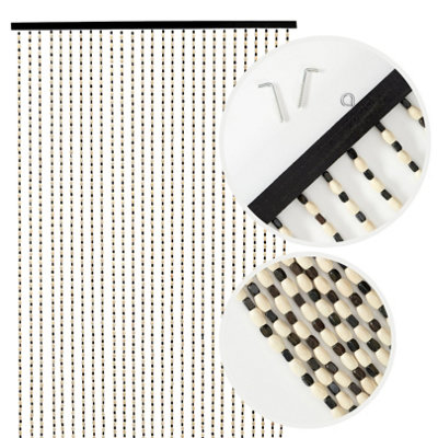 Novecrafto Wooden Beaded Door Curtain With Hook90 X 200 Cm Bead Curtain 27 Strands For DoorwaysWhite & Black Wood Bead Pattern from B&Q