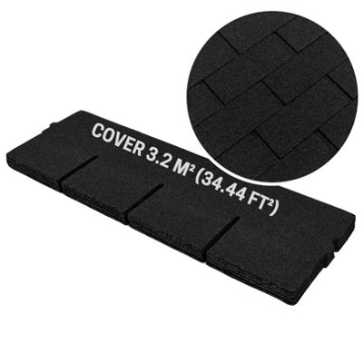 Novecrafto Bitumen Roof Felt Shingles20 Pcs/34.44 Ft² (3.2 Sqm)Asphalt Roof ShinglesWeather Resistant Roofing TilesGraphite from B&Q