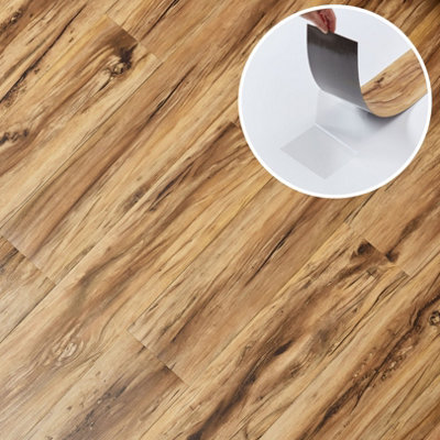 Novecrafto Self Adhesive Floor Planks7 Pcs Pack Covers 0.97M² Peel And Stick Floor TilesSandalwood Glow Design Vinyl Flooring from B&Q