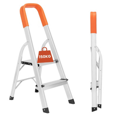 Novecrafto Lightweight Small Step Ladder 2 Step 88Cm HighCompact Portable Aluminium Foldable Step Ladders With Safety Handrail For Home from B&Q