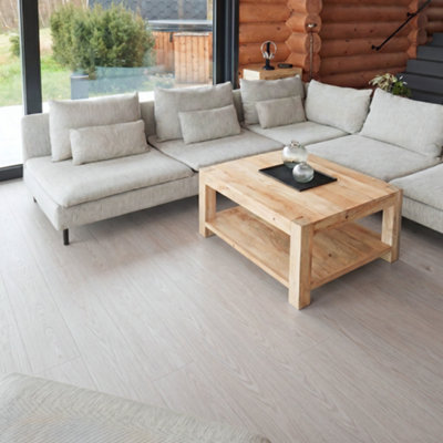 B&Q -  Self Adhesive Floor PlanksPack Of 10 Planks Covers 14.96 Ft² (1.39M²) Peel And Stick Vinyl Flooring Lactik-White Wood Effect