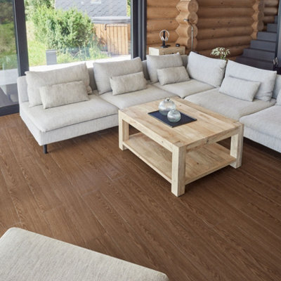 Novecrafto Self Adhesive Floor PlanksPack Of 7 Planks Covers (0.97M²) 10.47 Ft²Peel And Stick Vinyl Flooring Brown Wood Effect from B&Q