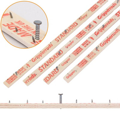 Novecrafto Carpet Gripper Rods 76Cm Long Pack Of 32 Pcs Covering 24.32M Pre-Nailed Wood Strips With Dual Purpose Pins For Underlay Flooring from B&Q
