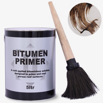 Novecrafto Bitumen Primer 5L With Brush IncludedQuick DryingCold AppliedHigh Penetration Black Waterproof Primer For Concrete & Metal from B&Q